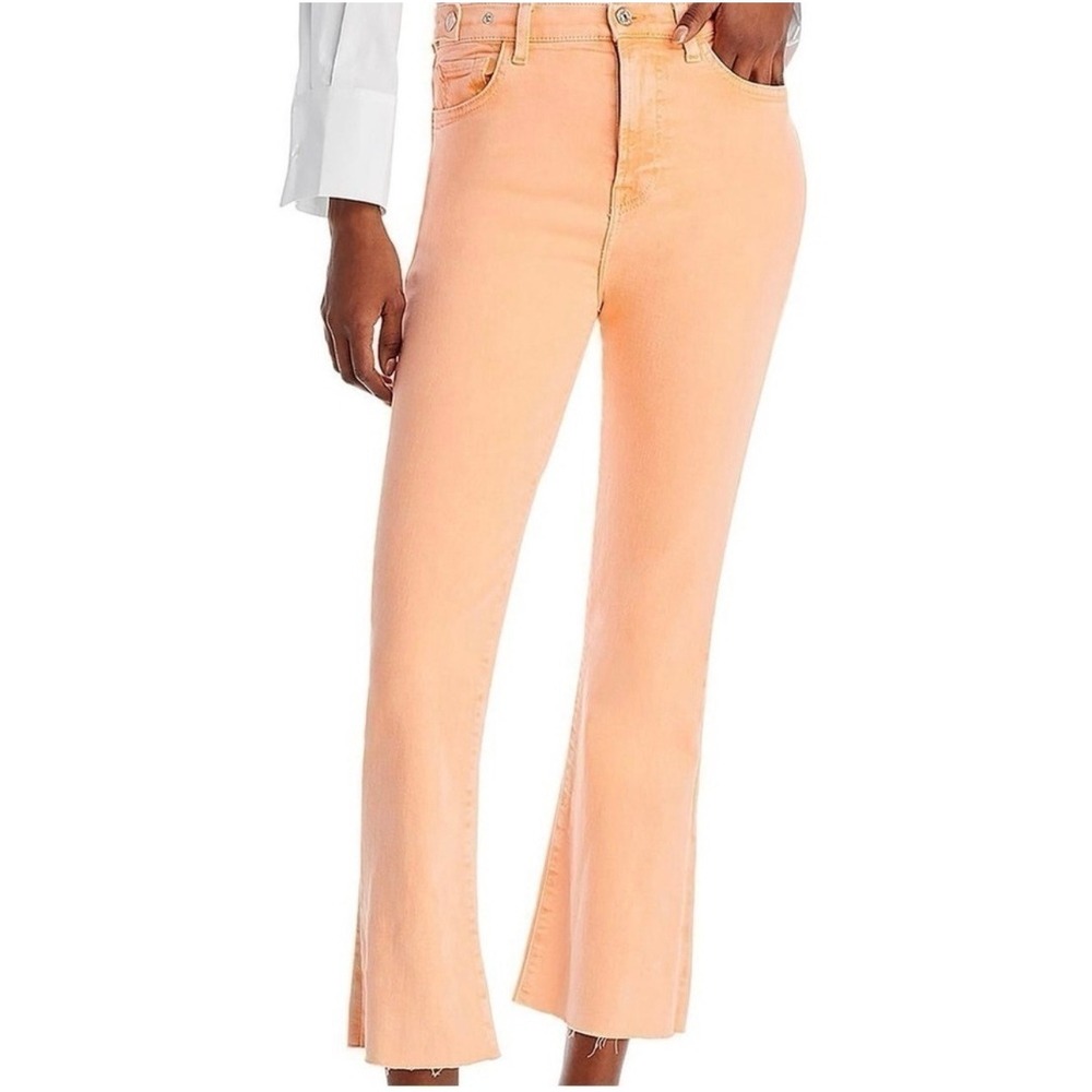 7 For All Mankind Luxe Vintage Tab High Waist Slim Kick Peach Jeans 29 Orange